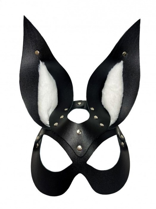 Черная маска зайки с белым мехом на ушках Miss Bunny - БДСМ Арсенал - купить с доставкой в Симферополе