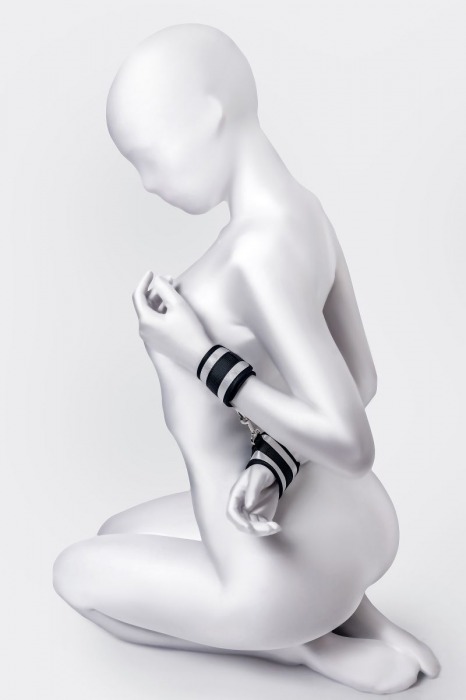 Серебристо-черные наручники Anonymo - ToyFa - купить с доставкой в Симферополе