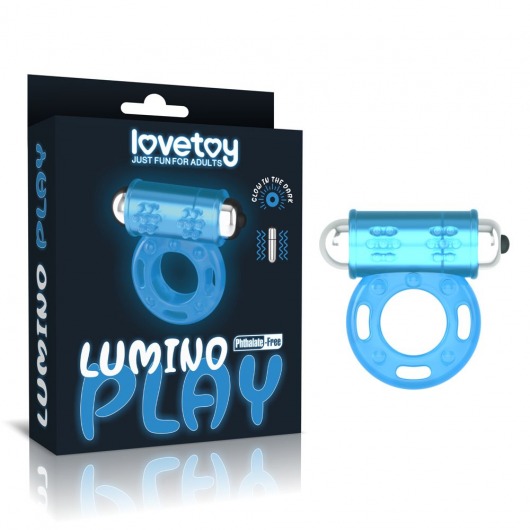 Голубое, светящееся в темноте эрекционное виброкольцо Lumino Play Vibrating Penis Ring - Lovetoy - в Симферополе купить с доставкой