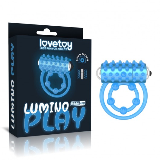 Голубое, светящееся в темноте виброкольцо Lumino Play Vibrating Penis Ring - Lovetoy - в Симферополе купить с доставкой