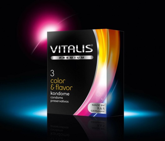 Цветные ароматизированные презервативы VITALIS PREMIUM color   flavor - 3 шт. - Vitalis - купить с доставкой в Симферополе