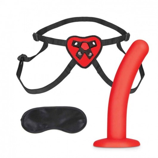 Красный поясной фаллоимитатор Red Heart Strap on Harness   5in Dildo Set - 12,25 см. - Lux Fetish - купить с доставкой в Симферополе