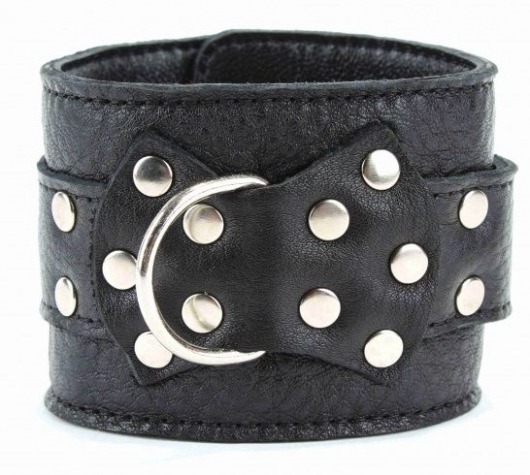 Чёрные наручники  из кожи с пряжкой - БДСМ Арсенал - купить с доставкой в Симферополе