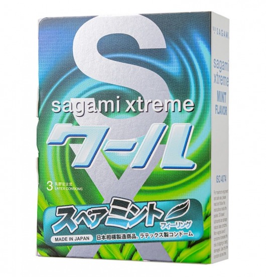 Презервативы Sagami Xtreme Mint с ароматом мяты - 3 шт. - Sagami - купить с доставкой в Симферополе