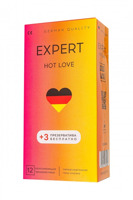 Презервативы EXPERT Hot Love с разогревающим эффектом - 12 шт.(+3 в подарок) - Expert - купить с доставкой в Симферополе