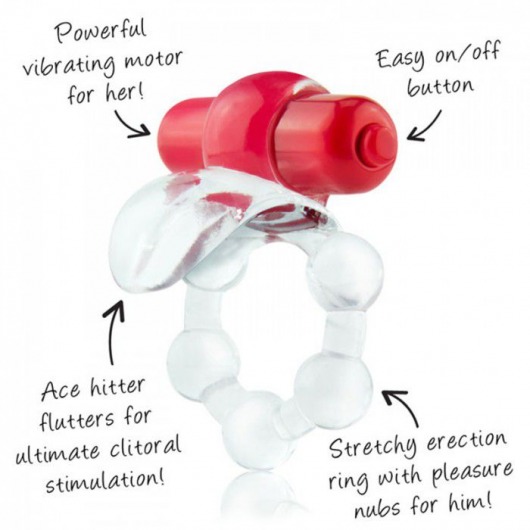 Виброкольцо с язычком и красным виброэлементом Overtime - Screaming O - в Симферополе купить с доставкой