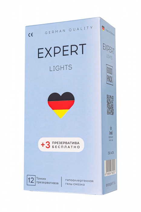 Ультратонкие презервативы EXPERT Lights - 12 шт.(+3 в подарок) - Expert - купить с доставкой в Симферополе