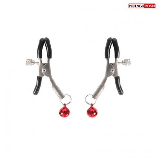 Серебристые зажимы на соски с шариками - Notabu - купить с доставкой в Симферополе