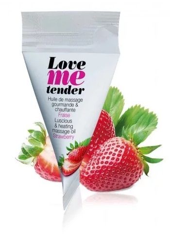 Съедобное согревающее массажное масло Love Me Tender Strawberry с ароматом клубники - 10 мл. - Love to Love - купить с доставкой в Симферополе