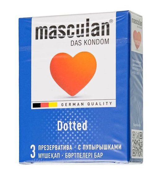 Презервативы с пупырышками Masculan Dotted - 3 шт. - Masculan - купить с доставкой в Симферополе