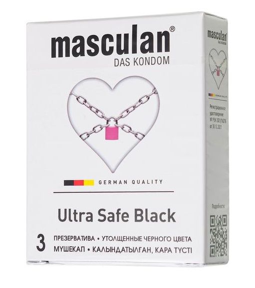 Ультрапрочные презервативы Masculan Ultra Safe Black - 3 шт. - Masculan - купить с доставкой в Симферополе