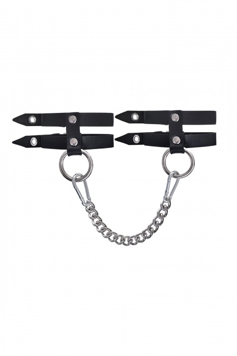 Черные однослойные кожаные оковы из двух ремешков - Pecado - купить с доставкой в Симферополе