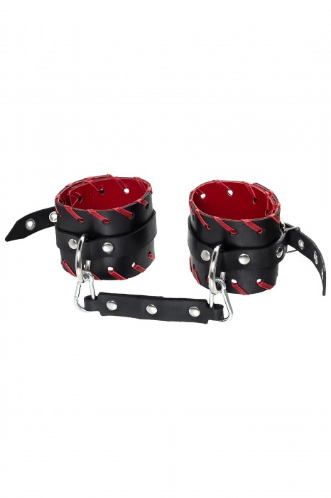 Черно-красные оковы из натуральной кожи - Pecado - купить с доставкой в Симферополе