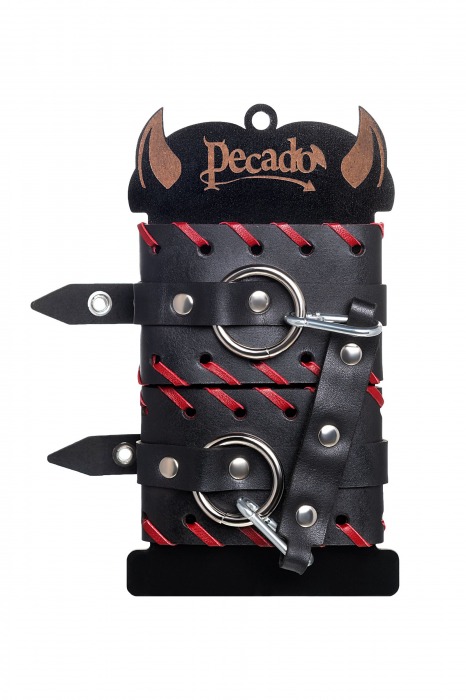 Черно-красные оковы из натуральной кожи - Pecado - купить с доставкой в Симферополе