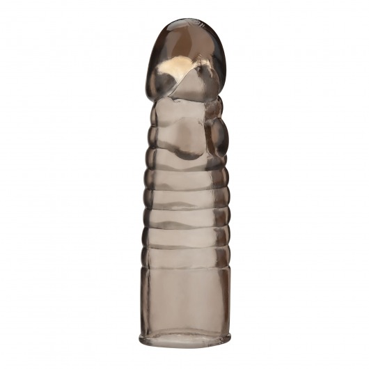 Дымчатая насадка-удлинитель Ribbed Realistic Penis Enhancing Sleeve Extension - 15,2 см. - BlueLine - в Симферополе купить с доставкой