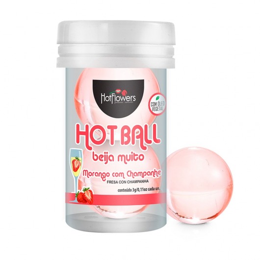 Лубрикант на масляной основе Hot Ball Beija Muito с ароматом клубники и шампанского (2 шарика по 3 гр.) - HotFlowers - купить с доставкой в Симферополе