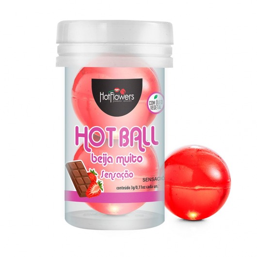 Лубрикант на масляной основе Hot Ball Beija Muito с ароматом шоколада и клубники (2 шарика по 3 гр.) - HotFlowers - купить с доставкой в Симферополе