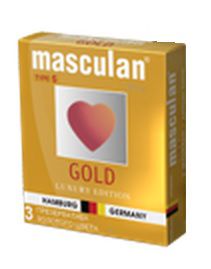 Презервативы Masculan Ultra Gold с золотым напылением и ароматом ванили - 3 шт. - Masculan - купить с доставкой в Симферополе