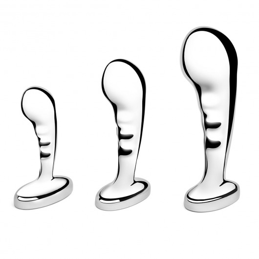 Набор из 3 стальных стимуляторов простаты Stainless Steel P-spot Training Set - b-Vibe - в Симферополе купить с доставкой