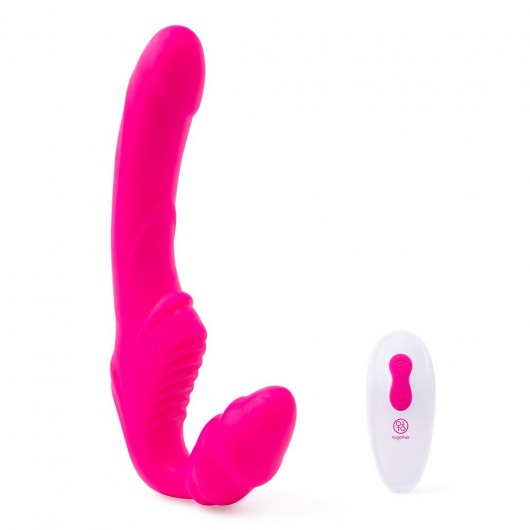 Розовый безремневой страпон на радиоуправлении Strapless Together - 22 см. - Together Toy - купить с доставкой в Симферополе