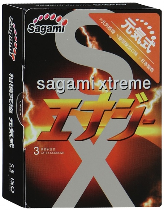 Презервативы Sagami Xtreme ENERGY с ароматом энергетика - 3 шт. - Sagami - купить с доставкой в Симферополе