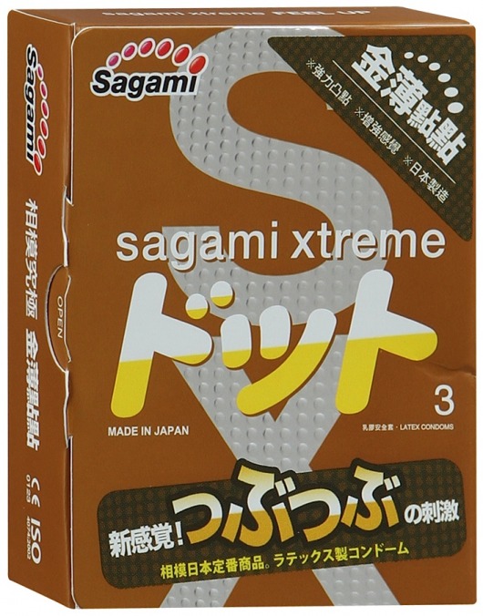 Презервативы Sagami Xtreme FEEL UP с точечной текстурой и линиями прилегания - 3 шт. - Sagami - купить с доставкой в Симферополе