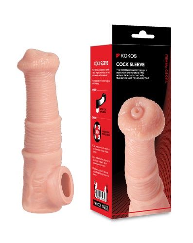 Телесная фантазийная насадка на член Cock Sleeve Size M - KOKOS - в Симферополе купить с доставкой