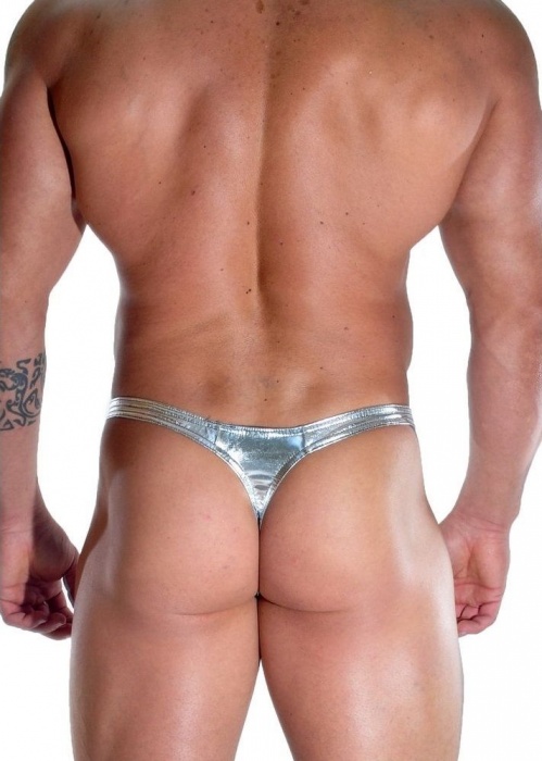 Серебристые блестящие трусы-тонги - Don Moris купить с доставкой