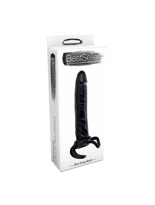 Чёрная насадка-фаллос для двойного проникновения INFLATABLE DILDO SLIM DONG  - 13,5 см. - Toyz4lovers - в Симферополе купить с доставкой