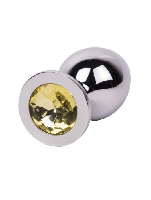 Большой стальной плаг с желтым кристаллом Sweet Lemon - 9,5 см. - Erotic Fantasy - купить с доставкой в Симферополе