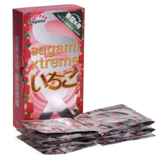 Презервативы Sagami Xtreme Strawberry c ароматом клубники - 10 шт. - Sagami - купить с доставкой в Симферополе