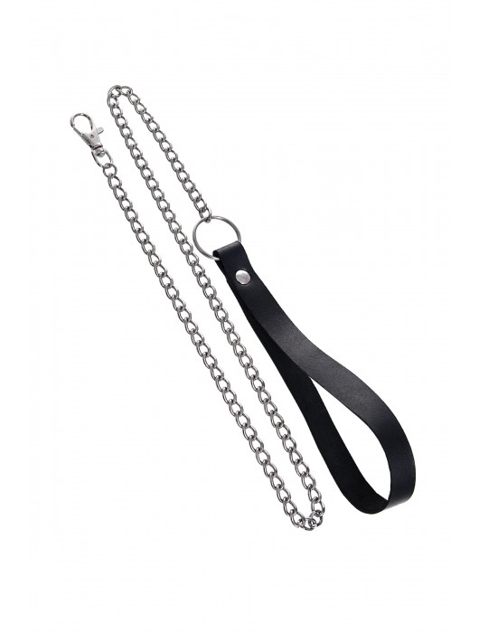 Черный кожаный ошейник-воротник с поводком - Pecado - купить с доставкой в Симферополе