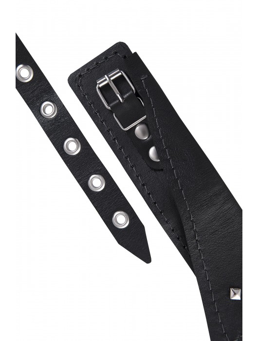 Черный кожаный ошейник-воротник с поводком - Pecado - купить с доставкой в Симферополе