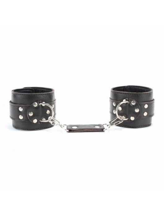 Коричневые оковы из мягкой кожи на металлической цепочке - БДСМ Арсенал - купить с доставкой в Симферополе
