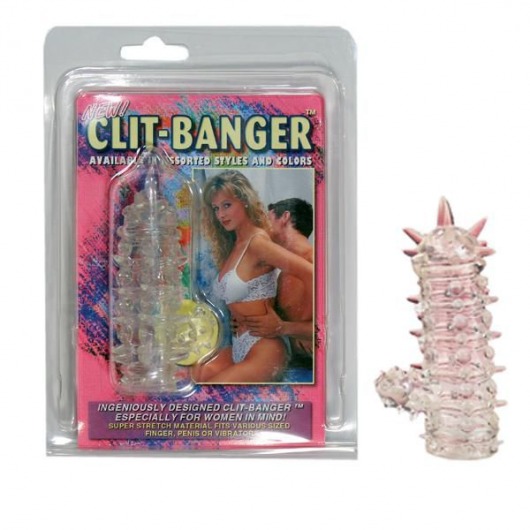 Прозрачная насадка с шипами и клиторальной шишечкой CLIT-BANGER SLEEVE IN CLEAR - Tonga - в Симферополе купить с доставкой