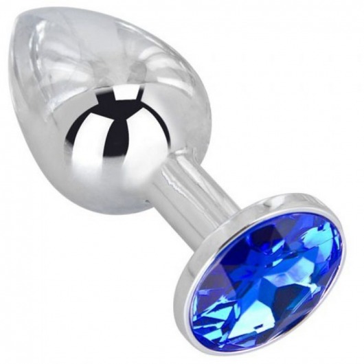 Анальное украшение BUTT PLUG  Small с синим кристаллом - 7 см. - Anal Jewelry Plug - купить с доставкой в Симферополе