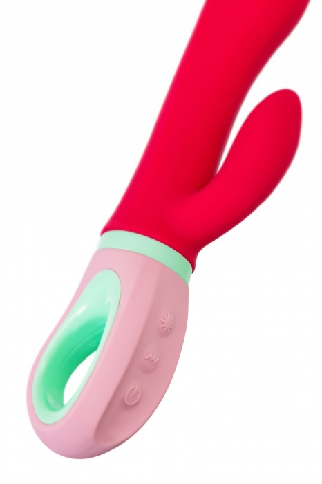 Красный вибратор с клиторальным отростком Petunia - 19 см. - ToyFa