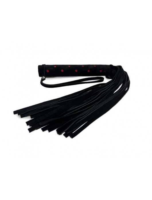 Черная замшевая плеть с красными точками на рукояти Red dot Princess - 43 см. - БДСМ Арсенал - купить с доставкой в Симферополе