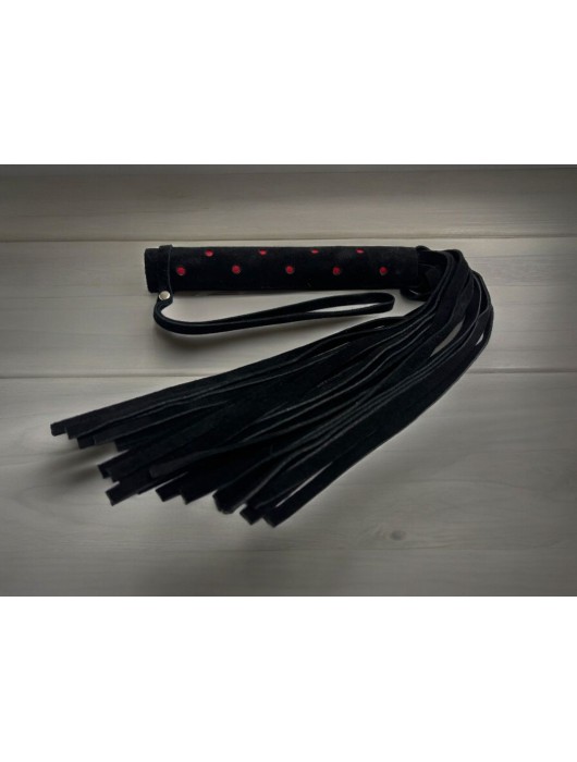Черная замшевая плеть с красными точками на рукояти Red dot Princess - 43 см. - БДСМ Арсенал - купить с доставкой в Симферополе