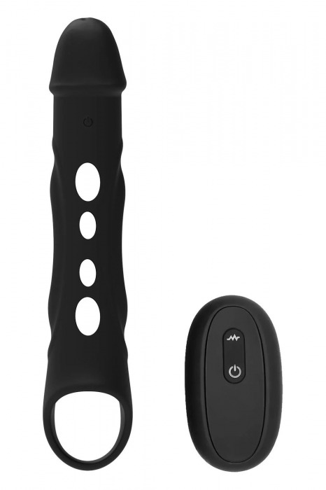 Черная насадка-удлинитель Vibrating Extender With Remote с вибрацией - Dream Toys - в Симферополе купить с доставкой