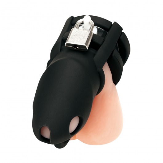 Черная клетка для пениса Silicone Small 2 in Cock Cage With Ball Divider - BlueLine - купить с доставкой в Симферополе
