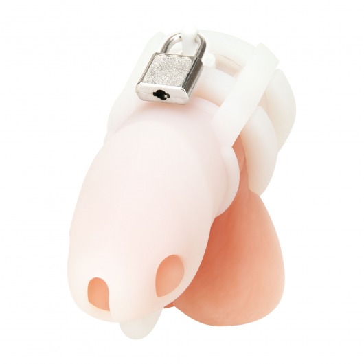 Белая клетка для пениса Silicone Small 2 in Cock Cage With Ball Divider - BlueLine - купить с доставкой в Симферополе