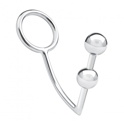 Кольцо на пенис с анальным стимулятором Two Bead Stainless Steel Anal Hook   Cock Ring - BlueLine - в Симферополе купить с доставкой