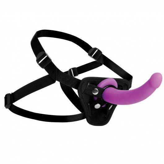 Лиловый поясной страпон Navigator Silicone G-Spot Dildo with Harness - 17,8 см. - XR Brands - купить с доставкой в Симферополе