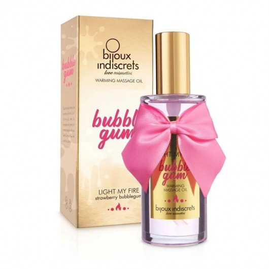 Разогревающее массажное масло Light My Fire Bubble Gum с ароматом бабл-гам - 100 мл. - Bijoux Indiscrets - купить с доставкой в Симферополе