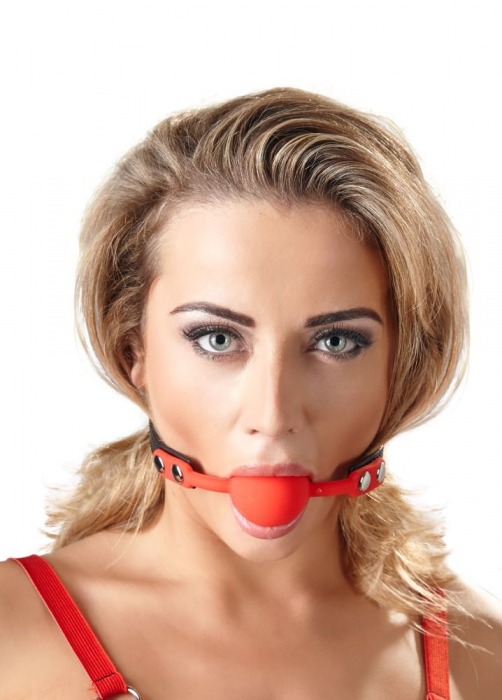 Силиконовый кляп-шар на чёрных ремешках Red Gag silicone - Orion - купить с доставкой в Симферополе