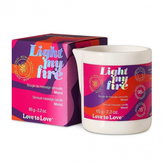 Массажная свеча Light My Fire с ароматом моной - 80 мл. - Love to Love - купить с доставкой в Симферополе