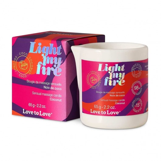 Массажная свеча Light My Fire Coconut с ароматом кокоса - 65 гр. - Love to Love - купить с доставкой в Симферополе