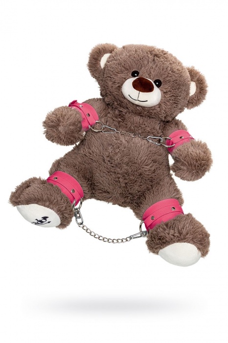 Бондажный набор: бурый мишка с розовыми оковами и наручниками - Pecado - купить с доставкой в Симферополе