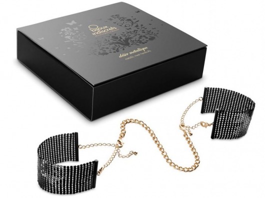 Чёрные дизайнерские наручники Desir Metallique Handcuffs Bijoux - Bijoux Indiscrets - купить с доставкой в Симферополе